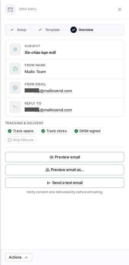 Thiết lập email trong luồng — detail
