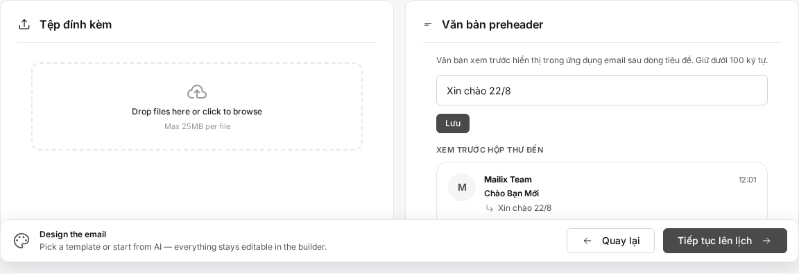Chọn và thiết kế mẫu email cho Chiến dịch — detail