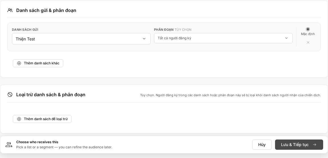 Tổng quan Chiến dịch email — form