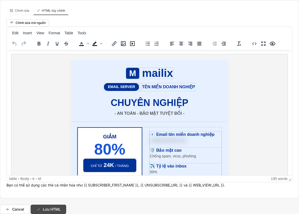 Tổng quan Mẫu email — form