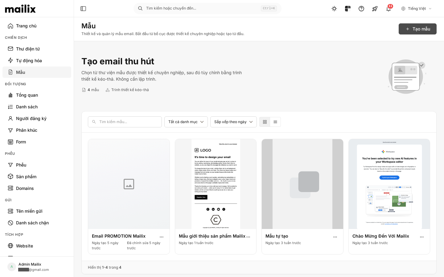 Sao chép, đổi tên và xóa Mẫu email — list